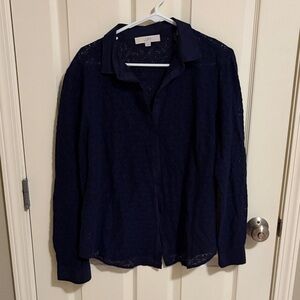 LOFT Midnight Blue Lace Shirt